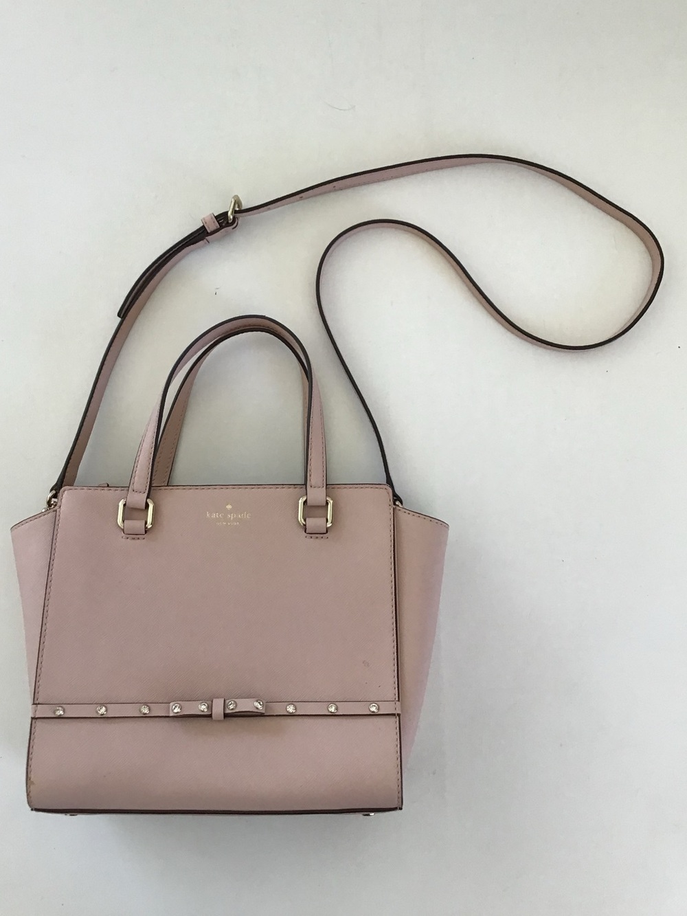 Kate Spade Laurel Way Jeweled Small Hadlee Satchel Pink Crossbody Handbag